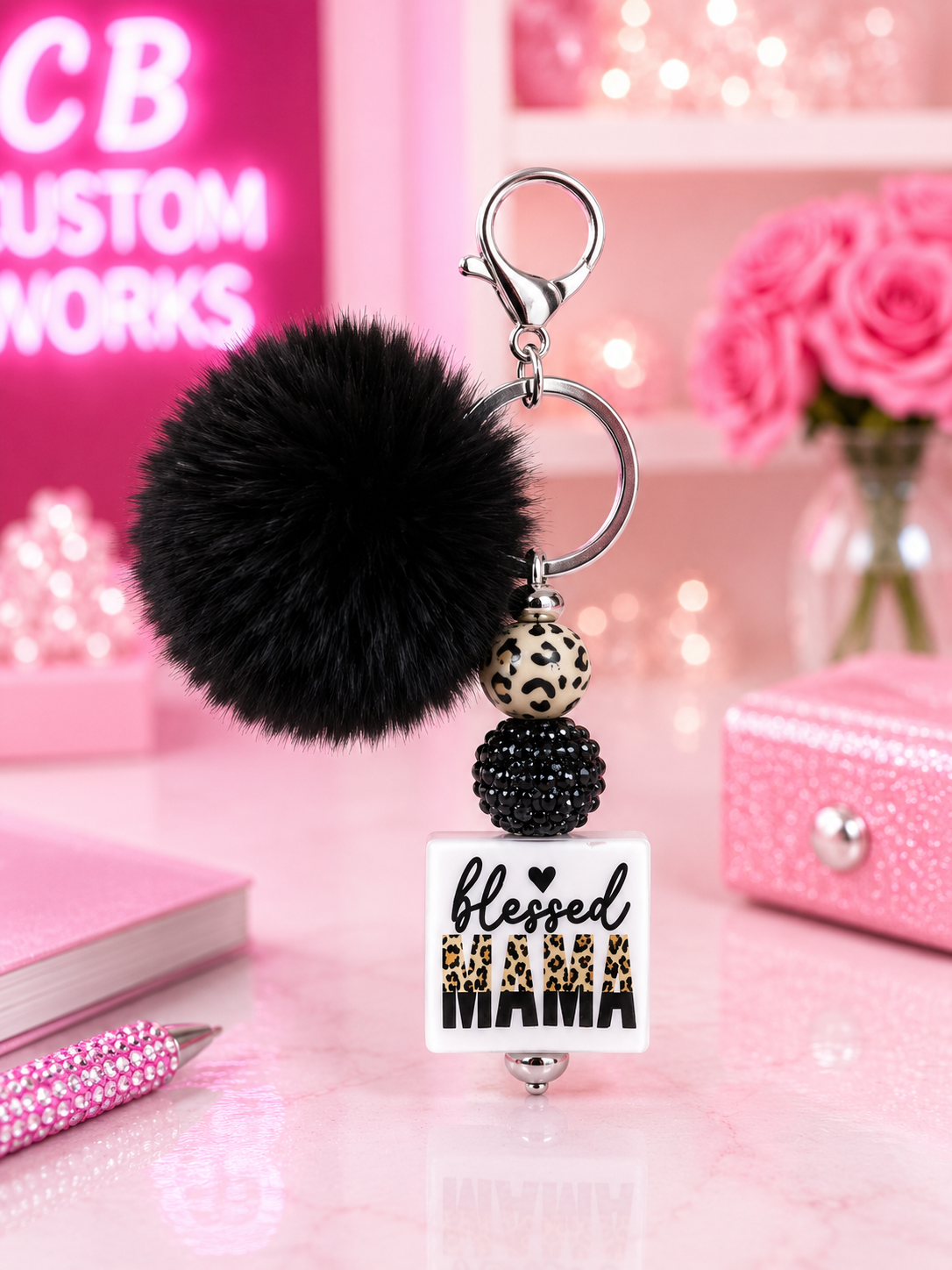 Blessed Mama Beadable Keychain