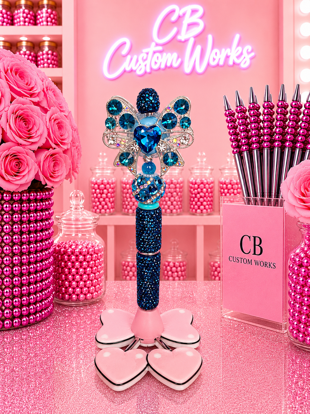 Blue Bow Small Fancy Pen