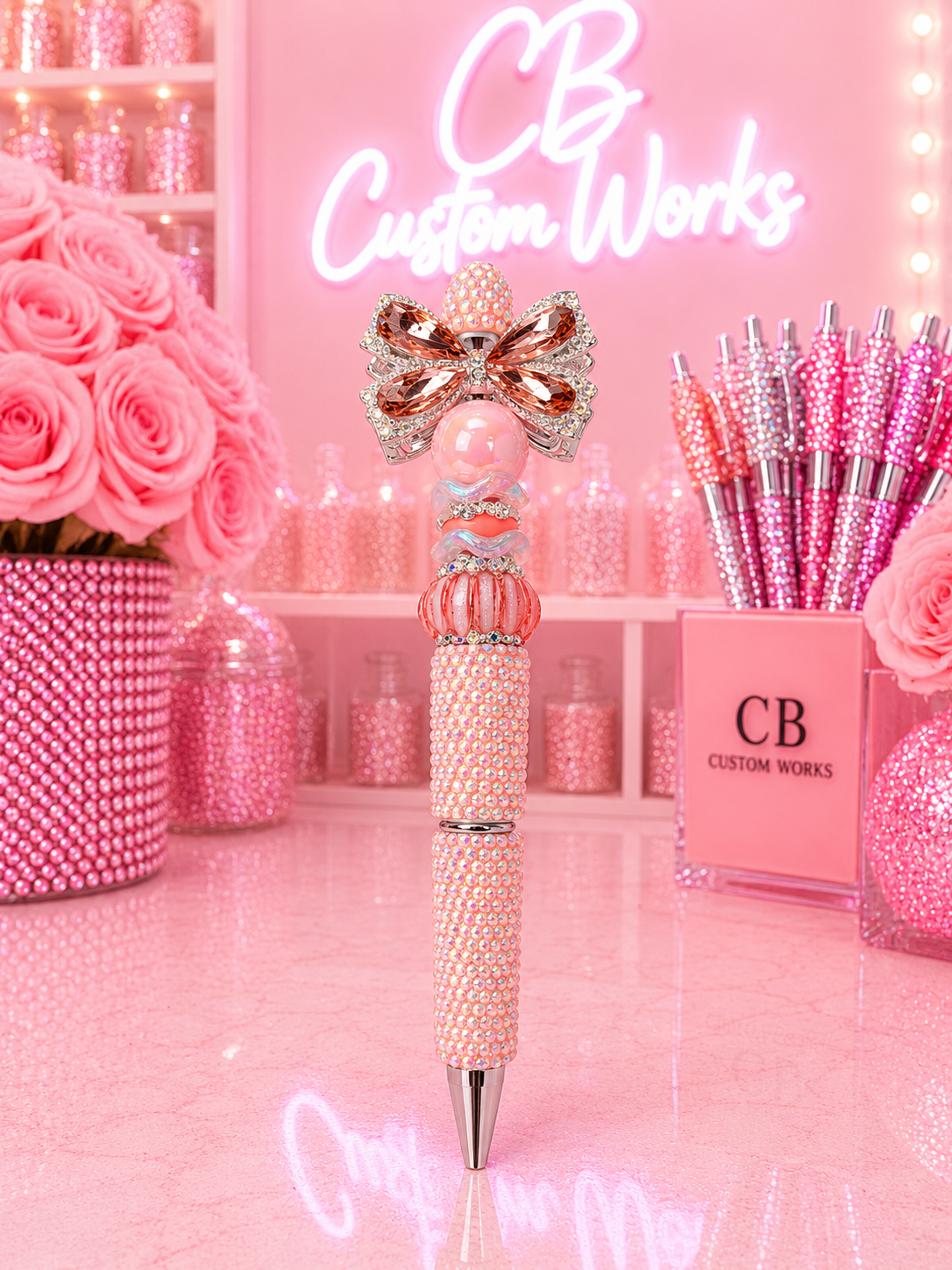 Peach Bow Small Fancy Pen