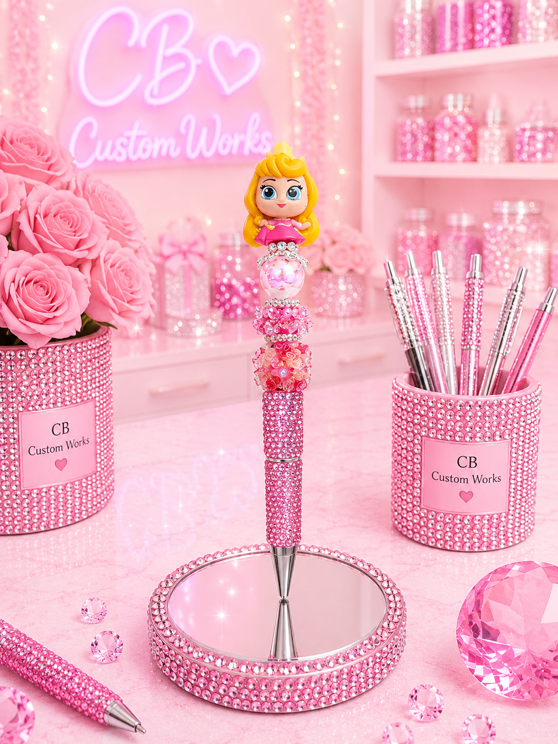 Girl Doorable Beaded Fancy Character Pen