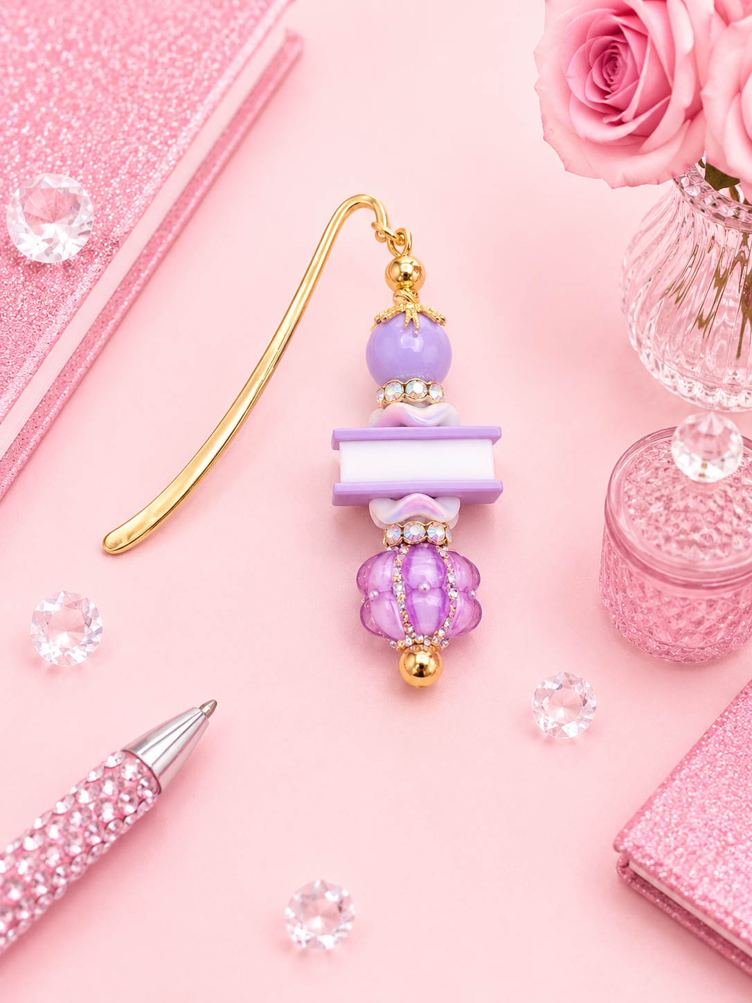 Purple Book Beadable Bookmark