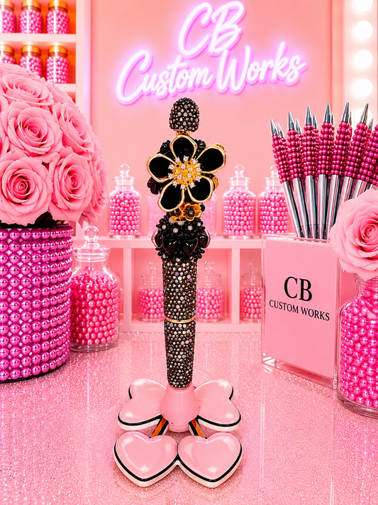Black Flower Fancy Pen