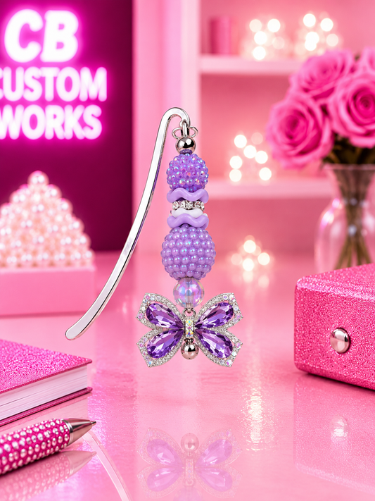 Purple Butterfly Beadable Bookmark